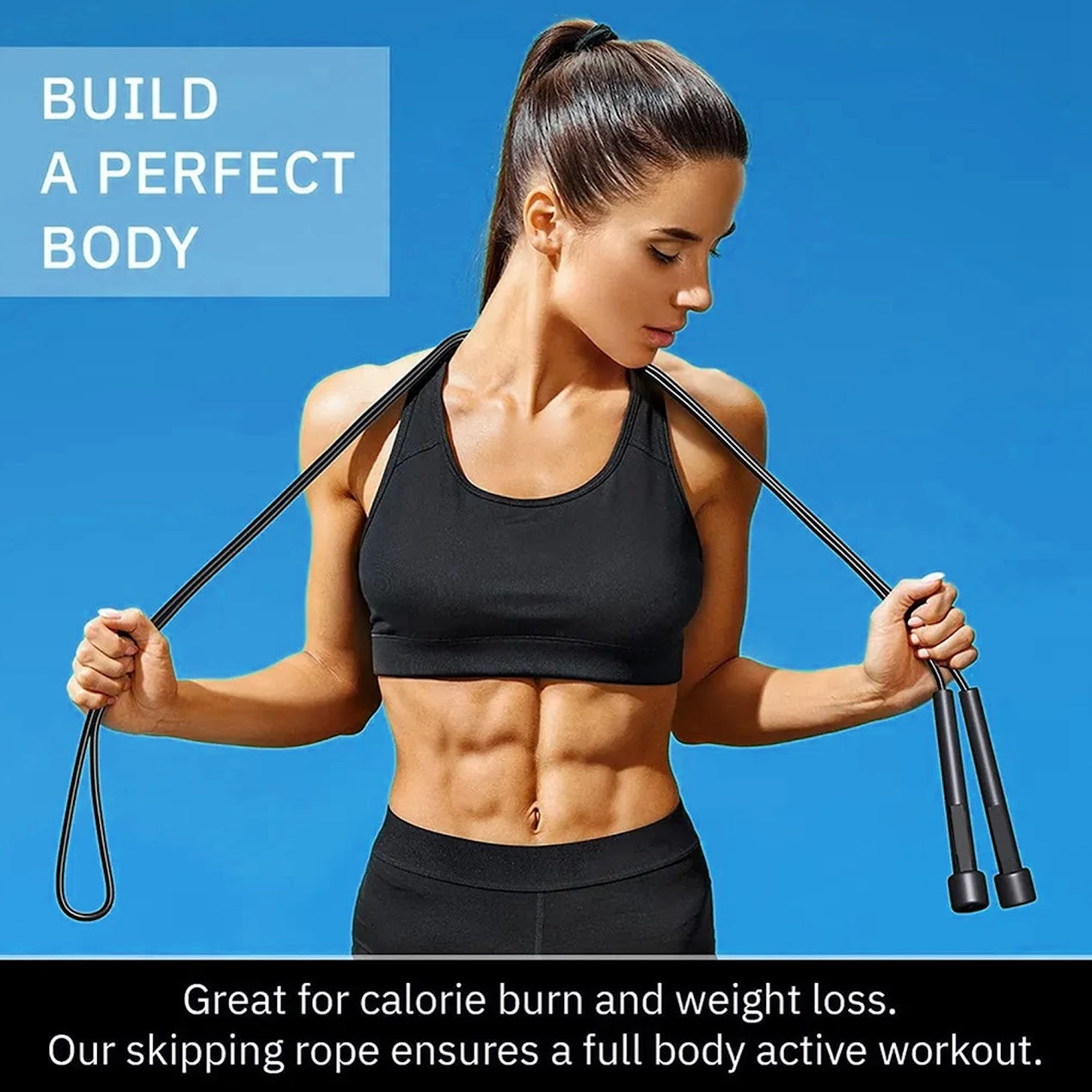 Adjustable Speed Skipping Rope – Tangle Free Black Cable with Ergonomic Sweat Resistant Handles – Cardio & Agility Training for Home Gym Workouts