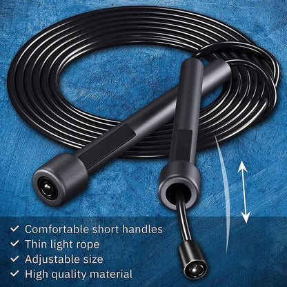 Adjustable Speed Skipping Rope – Tangle Free Black Cable with Ergonomic Sweat Resistant Handles – Cardio & Agility Training for Home Gym Workouts