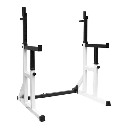 Heavy Duty Adjustable Squat & Bench Press Rack 2.0 – 400kg Capacity, 13 Height Levels, Dip Handles, Plate Storage & Olympic Bar Support for Home Gym Training