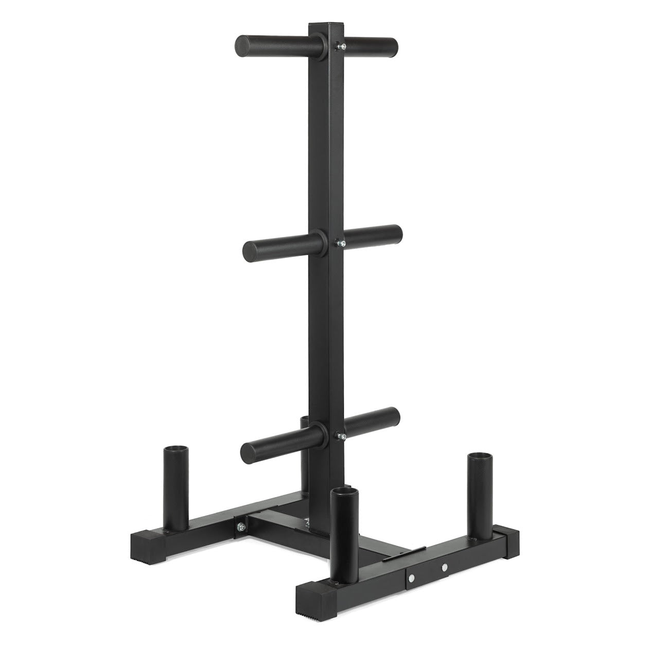 Heavy-Duty 3-Tier Olympic Weight Plate Rack with Barbell Holder – Black Powder-Coated Steel, 200kg Capacity, Space-Saving Home Gym Organizer