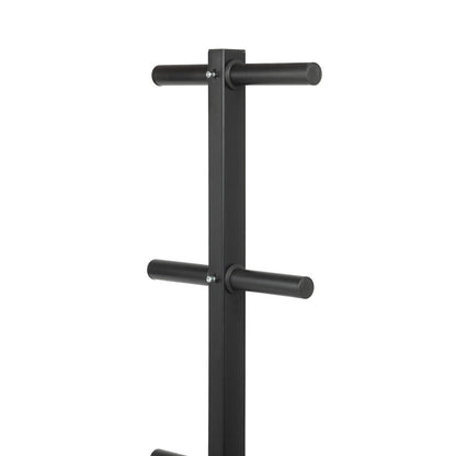 Heavy-Duty 3-Tier Olympic Weight Plate Rack with Barbell Holder – Black Powder-Coated Steel, 200kg Capacity, Space-Saving Home Gym Organizer